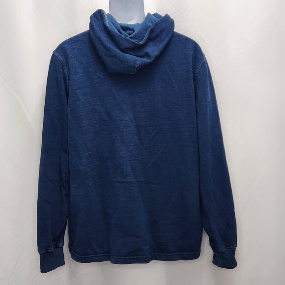 Lucky Brand Indigo Hoodley Mens Large L Blue Hoodie Pullover Chambray Shirt GG12 - Picture 3 of 7